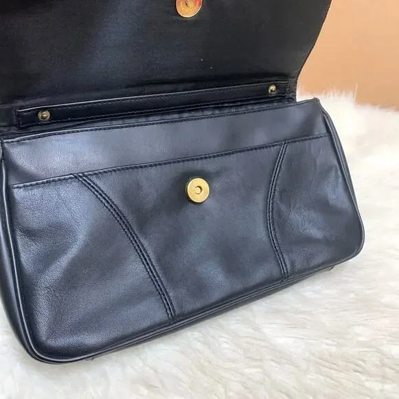 CABIN CREEK Soft Black Leather Vintage Flap Clutch Purse - Picture 10 of 15